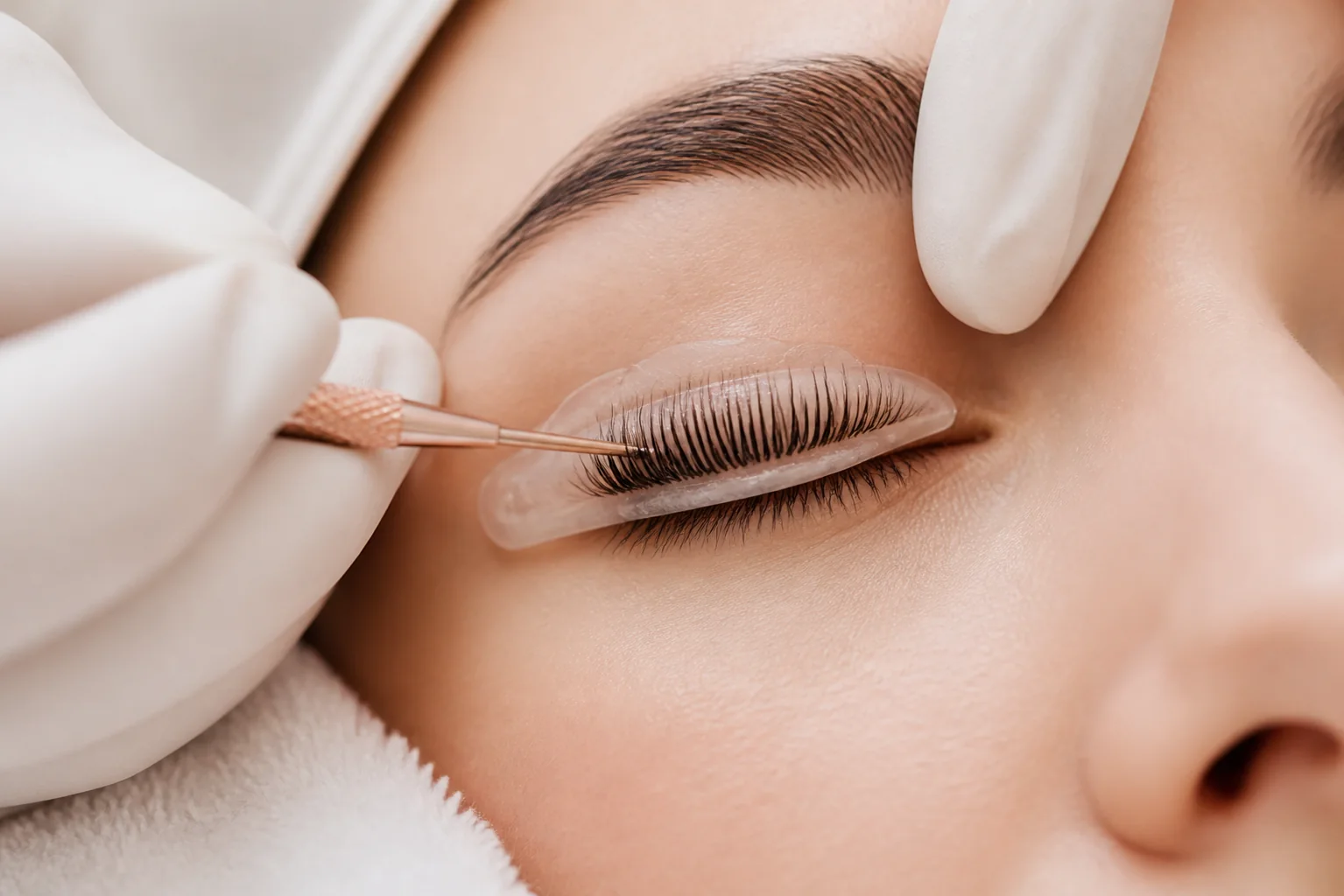 Professionelles Wimpernlifting mit Silikonpad